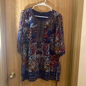 Cha Cha Vente 3/4 Sleeve Paisley Blouse Size L $18